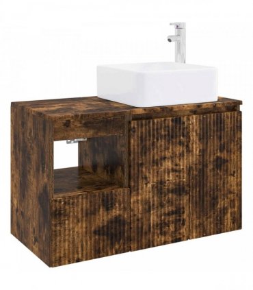 vidaXL Bathroom Cabinet Set 2 pcs Smoked Oak 79.5 x 41 x 80 cm