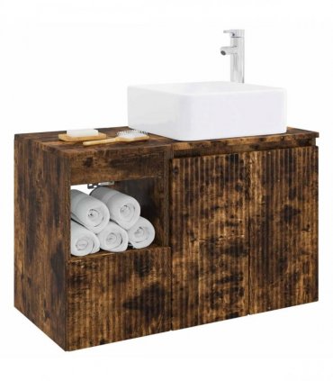 vidaXL Bathroom Cabinet Set 2 pcs Smoked Oak 79.5 x 41 x 80 cm