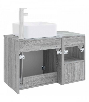 vidaXL Bathroom Cabinet Set 2 pcs Grey Sonoma 79.5 x 41 x 80 cm