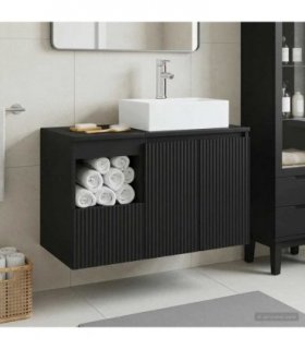 vidaXL Bathroom Cabinet Set 2 pcs Black 79.5 x 41 x 79.5 cm