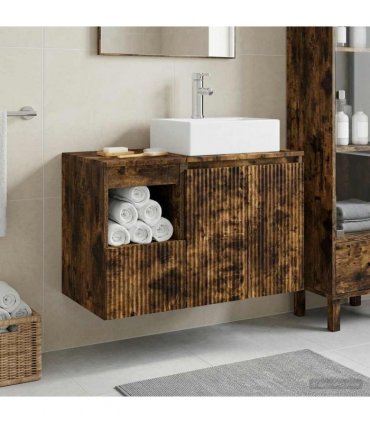 vidaXL Bathroom Cabinet Set 2 pcs Smoked Oak 79.5 x 41 x 79.5 cm
