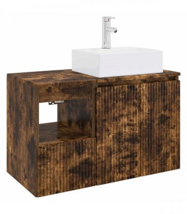 vidaXL Bathroom Cabinet Set 2 pcs Smoked Oak 79.5 x 41 x 79.5 cm
