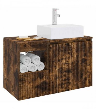 vidaXL Bathroom Cabinet Set 2 pcs Smoked Oak 79.5 x 41 x 79.5 cm