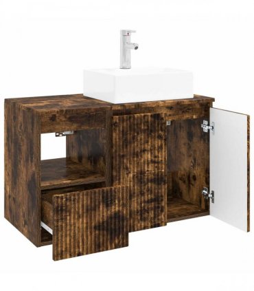 vidaXL Bathroom Cabinet Set 2 pcs Smoked Oak 79.5 x 41 x 79.5 cm