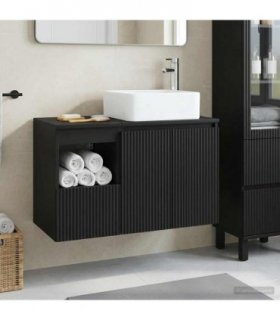 vidaXL Bathroom Cabinet Set 2 pcs Black 83 x 35 x 80 cm
