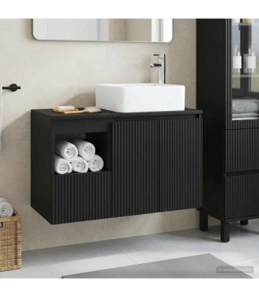 vidaXL Bathroom Cabinet Set 2 pcs Black 83 x 35 x 80 cm