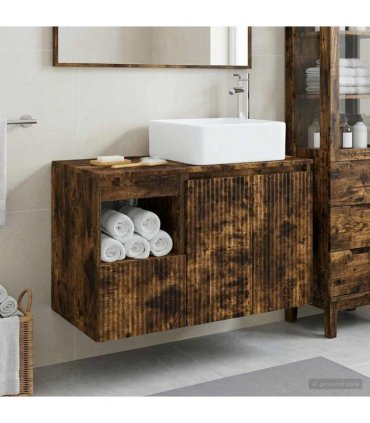 vidaXL Bathroom Cabinet Set 2 pcs Smoked Oak 83 x 35 x 80 cm