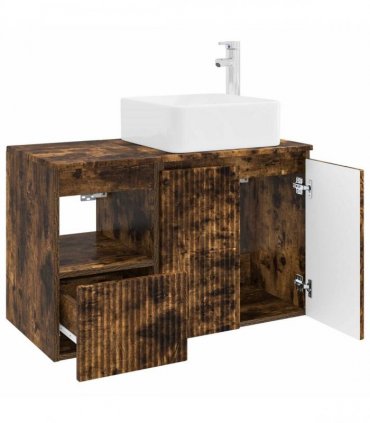vidaXL Bathroom Cabinet Set 2 pcs Smoked Oak 83 x 35 x 80 cm