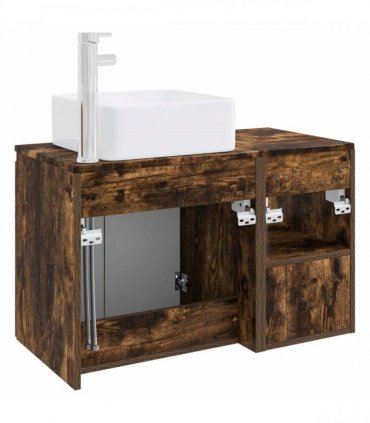vidaXL Bathroom Cabinet Set 2 pcs Smoked Oak 83 x 35 x 80 cm