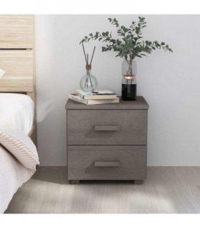 vidaXL Bedside Cabinet "HAMAR" Light Grey 40x35x44,5 cm Solid Pinewood
