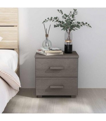 vidaXL Bedside Cabinet "HAMAR" Light Grey 40x35x44,5 cm Solid Pinewood