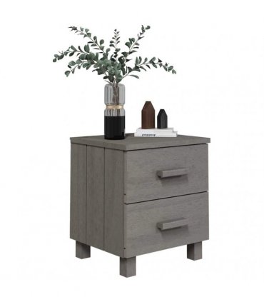 vidaXL Bedside Cabinet "HAMAR" Light Grey 40x35x44,5 cm Solid Pinewood