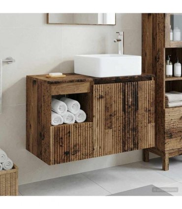 vidaXL Bathroom Cabinet Set 2 pcs Old Wood 83 x 35 x 80 cm