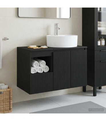 vidaXL Bathroom Cabinet Set 2 pcs Black 79.5 x 44.5 x 82 cm