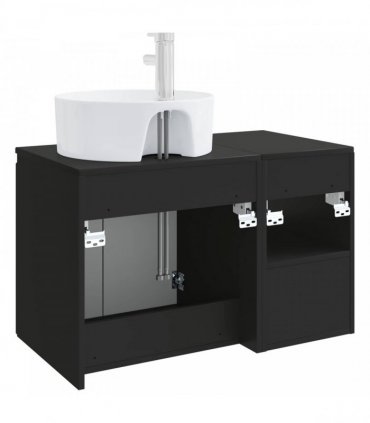 vidaXL Bathroom Cabinet Set 2 pcs Black 79.5 x 44.5 x 82 cm
