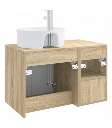 vidaXL Bathroom Cabinet Set 2 pcs Sonoma Oak 79.5 x 44.5 x 82 cm