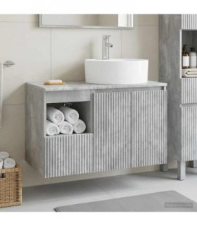 vidaXL Bathroom Cabinet Set 2 pcs Concrete Grey 79.5 x 44.5 x 82 cm