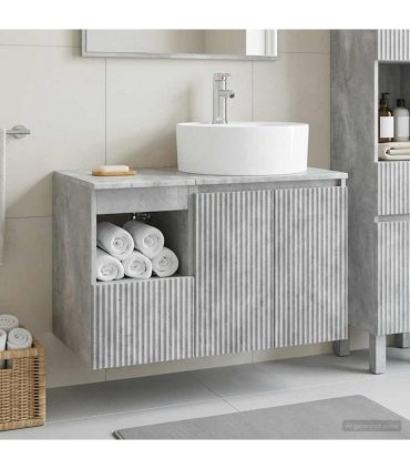 vidaXL Bathroom Cabinet Set 2 pcs Concrete Grey 79.5 x 44.5 x 82 cm
