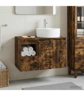 vidaXL Bathroom Cabinet Set 2 pcs Smoked Oak 79.5 x 44.5 x 82 cm