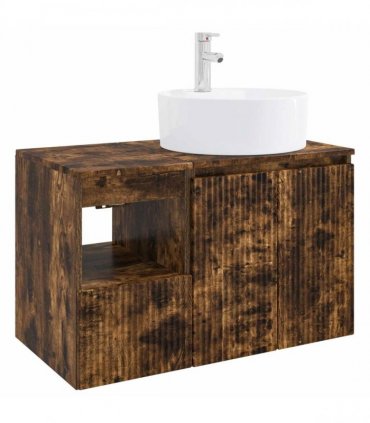 vidaXL Bathroom Cabinet Set 2 pcs Smoked Oak 79.5 x 44.5 x 82 cm