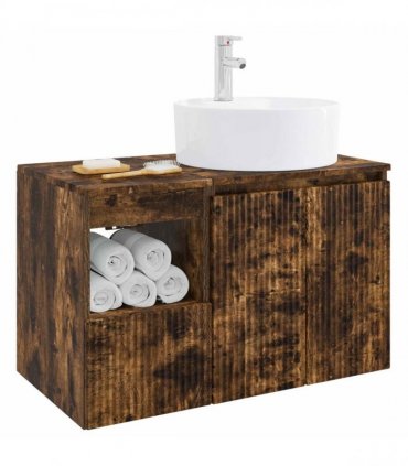 vidaXL Bathroom Cabinet Set 2 pcs Smoked Oak 79.5 x 44.5 x 82 cm