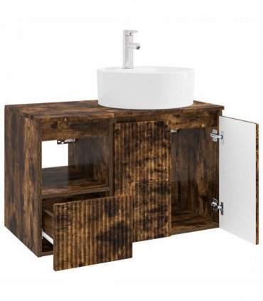 vidaXL Bathroom Cabinet Set 2 pcs Smoked Oak 79.5 x 44.5 x 82 cm