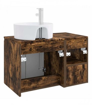 vidaXL Bathroom Cabinet Set 2 pcs Smoked Oak 79.5 x 44.5 x 82 cm