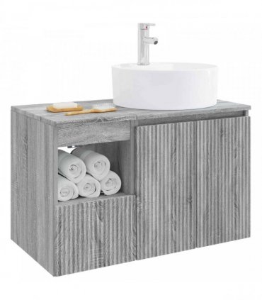 vidaXL Bathroom Cabinet Set 2 pcs Grey Sonoma 79.5 x 44.5 x 82 cm