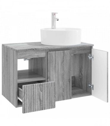 vidaXL Bathroom Cabinet Set 2 pcs Grey Sonoma 79.5 x 44.5 x 82 cm