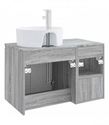vidaXL Bathroom Cabinet Set 2 pcs Grey Sonoma 79.5 x 44.5 x 82 cm