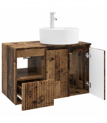 vidaXL Bathroom Cabinet Set 2 pcs Old Wood 79.5 x 44.5 x 82 cm