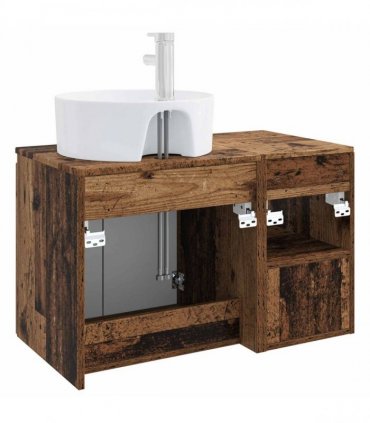 vidaXL Bathroom Cabinet Set 2 pcs Old Wood 79.5 x 44.5 x 82 cm