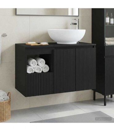 vidaXL Bathroom Cabinet Set 2 pcs Black 79.5 x 44.5 x 80 cm