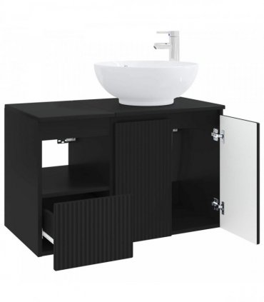 vidaXL Bathroom Cabinet Set 2 pcs Black 79.5 x 44.5 x 80 cm