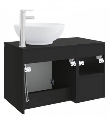 vidaXL Bathroom Cabinet Set 2 pcs Black 79.5 x 44.5 x 80 cm