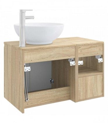 vidaXL Bathroom Cabinet Set 2 pcs Sonoma Oak 79.5 x 44.5 x 80 cm