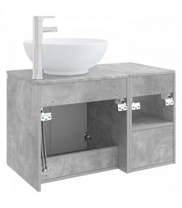 vidaXL Bathroom Cabinet Set 2 pcs Concrete Grey 79.5 x 44.5 x 80 cm