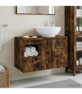 vidaXL Bathroom Cabinet Set 2 pcs Smoked Oak 79.5 x 44.5 x 80 cm