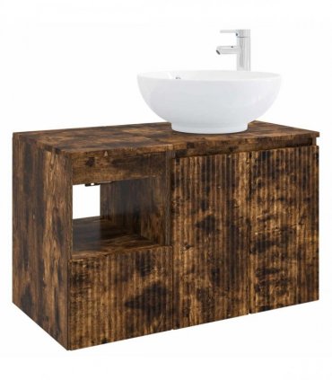 vidaXL Bathroom Cabinet Set 2 pcs Smoked Oak 79.5 x 44.5 x 80 cm