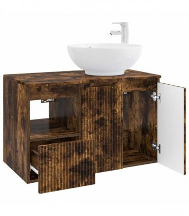 vidaXL Bathroom Cabinet Set 2 pcs Smoked Oak 79.5 x 44.5 x 80 cm
