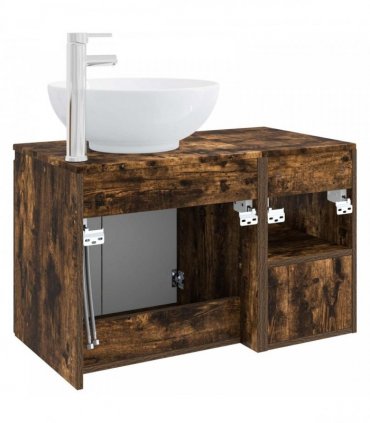 vidaXL Bathroom Cabinet Set 2 pcs Smoked Oak 79.5 x 44.5 x 80 cm