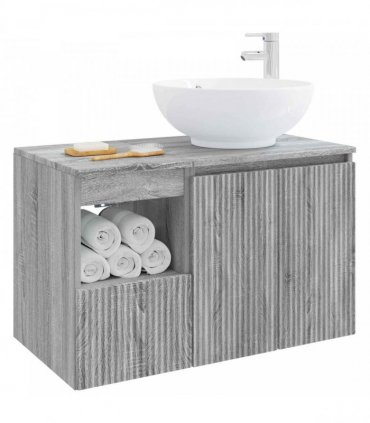 vidaXL Bathroom Cabinet Set 2 pcs Grey Sonoma 79.5 x 44.5 x 80 cm