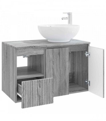 vidaXL Bathroom Cabinet Set 2 pcs Grey Sonoma 79.5 x 44.5 x 80 cm