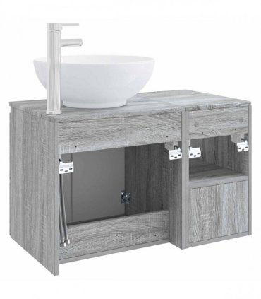 vidaXL Bathroom Cabinet Set 2 pcs Grey Sonoma 79.5 x 44.5 x 80 cm