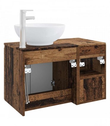 vidaXL Bathroom Cabinet Set 2 pcs Old Wood 79.5 x 44.5 x 80 cm