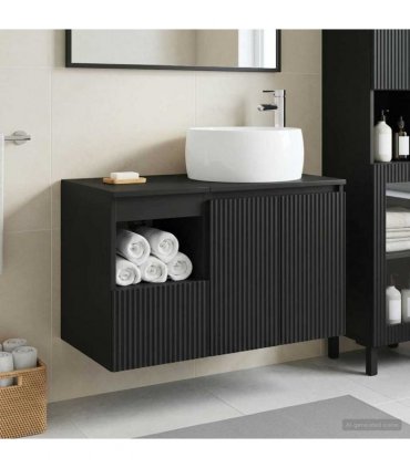 vidaXL Bathroom Cabinet Set 2 pcs Black 79.5 x 44.5 x 80 cm