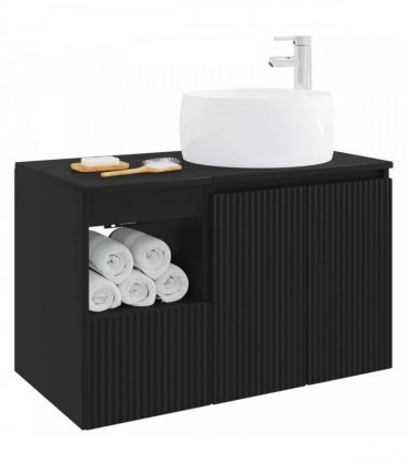 vidaXL Bathroom Cabinet Set 2 pcs Black 79.5 x 44.5 x 80 cm
