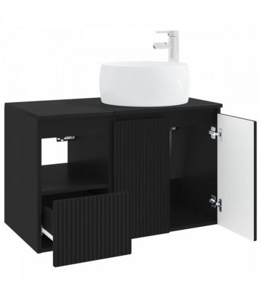 vidaXL Bathroom Cabinet Set 2 pcs Black 79.5 x 44.5 x 80 cm