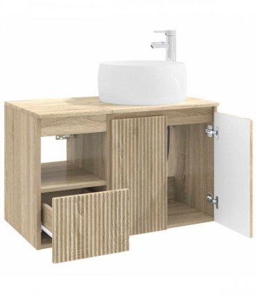 vidaXL Bathroom Cabinet Set 2 pcs Sonoma Oak 79.5 x 44.5 x 80 cm