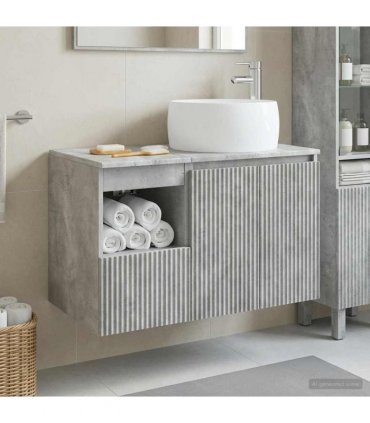 vidaXL Bathroom Cabinet Set 2 pcs Concrete Grey 79.5 x 44.5 x 80 cm